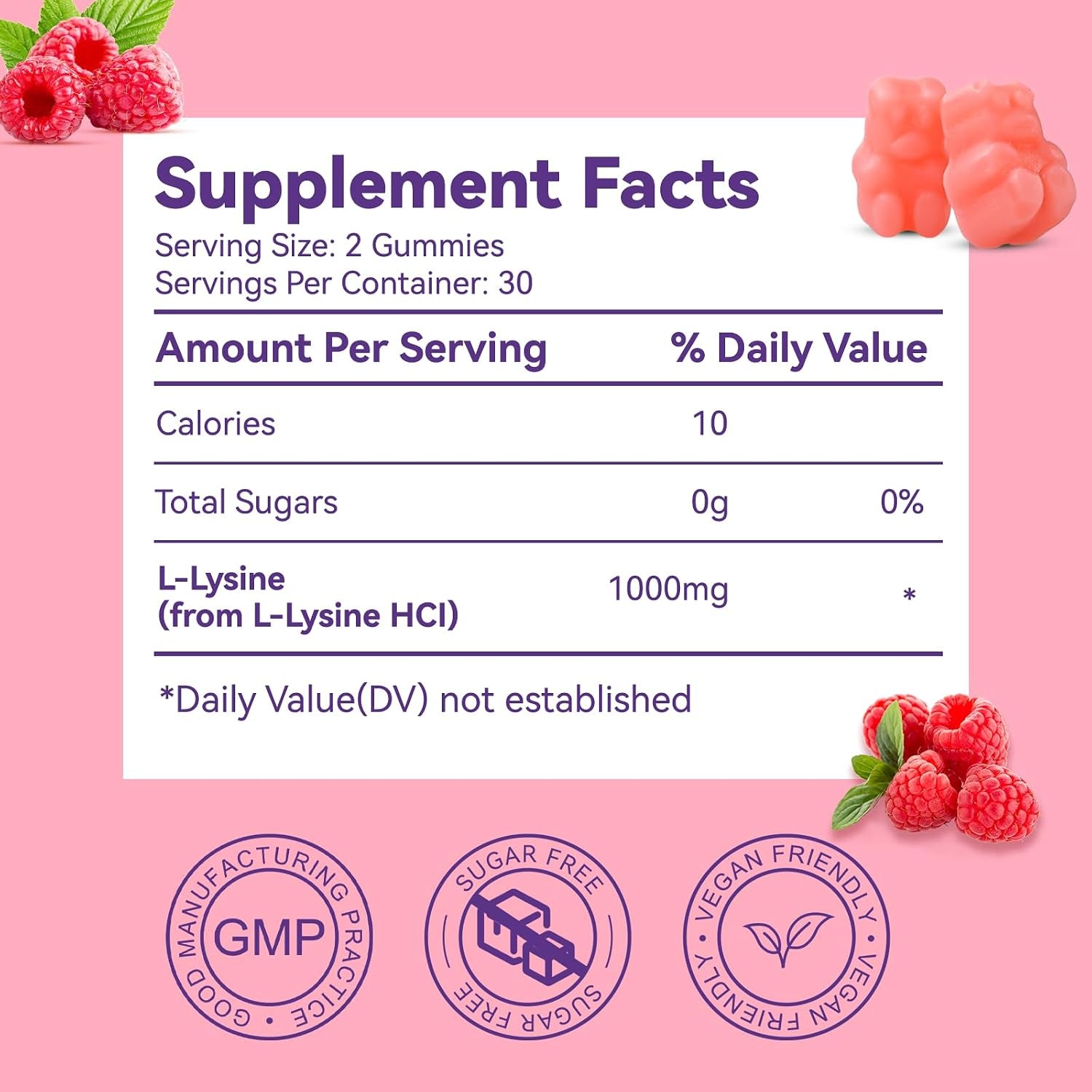 L-Lysine 1000Mg Gummies - Chewable Lysine Supplement for Adults