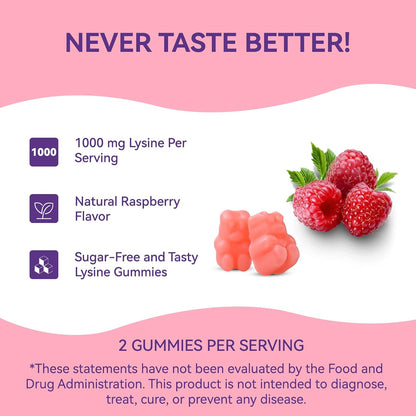 L-Lysine 1000Mg Gummies - Chewable Lysine Supplement for Adults