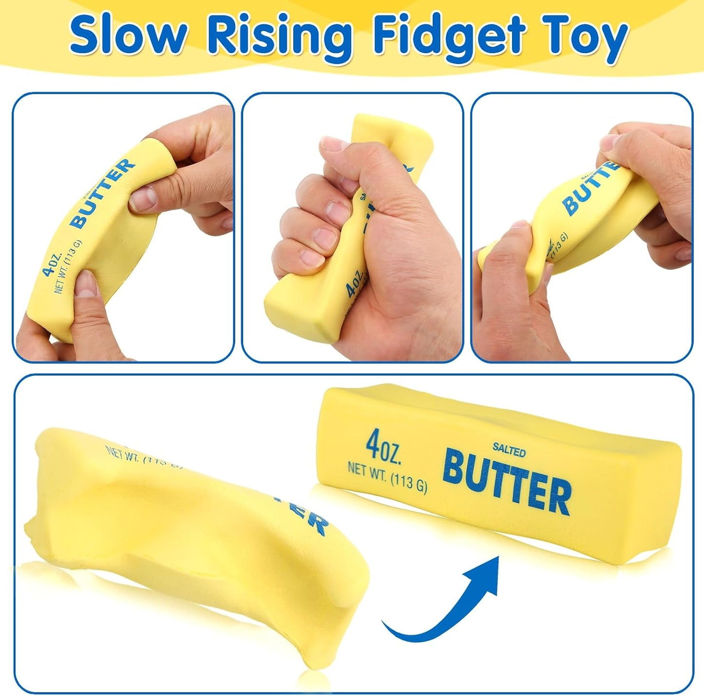 Butter Squishy- Slow Rising Fidget Toys, Novelty Stress Relief Butter Squeeze Toy for Adults & Kids, Party Favors Gift Sensory Toy (1 PC)