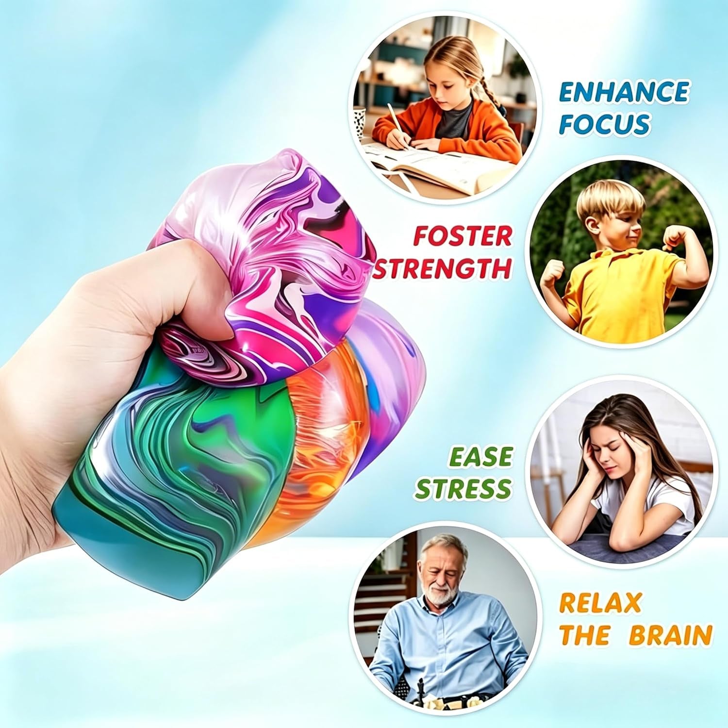 1 Pack Fidget Toys Squishy Stress Cube, Stress Balls for Kids Adults Squishies Stress Relief, Sugar Sensory Toys for Kids with Autism, Fidgets for Classroom Prize Toys